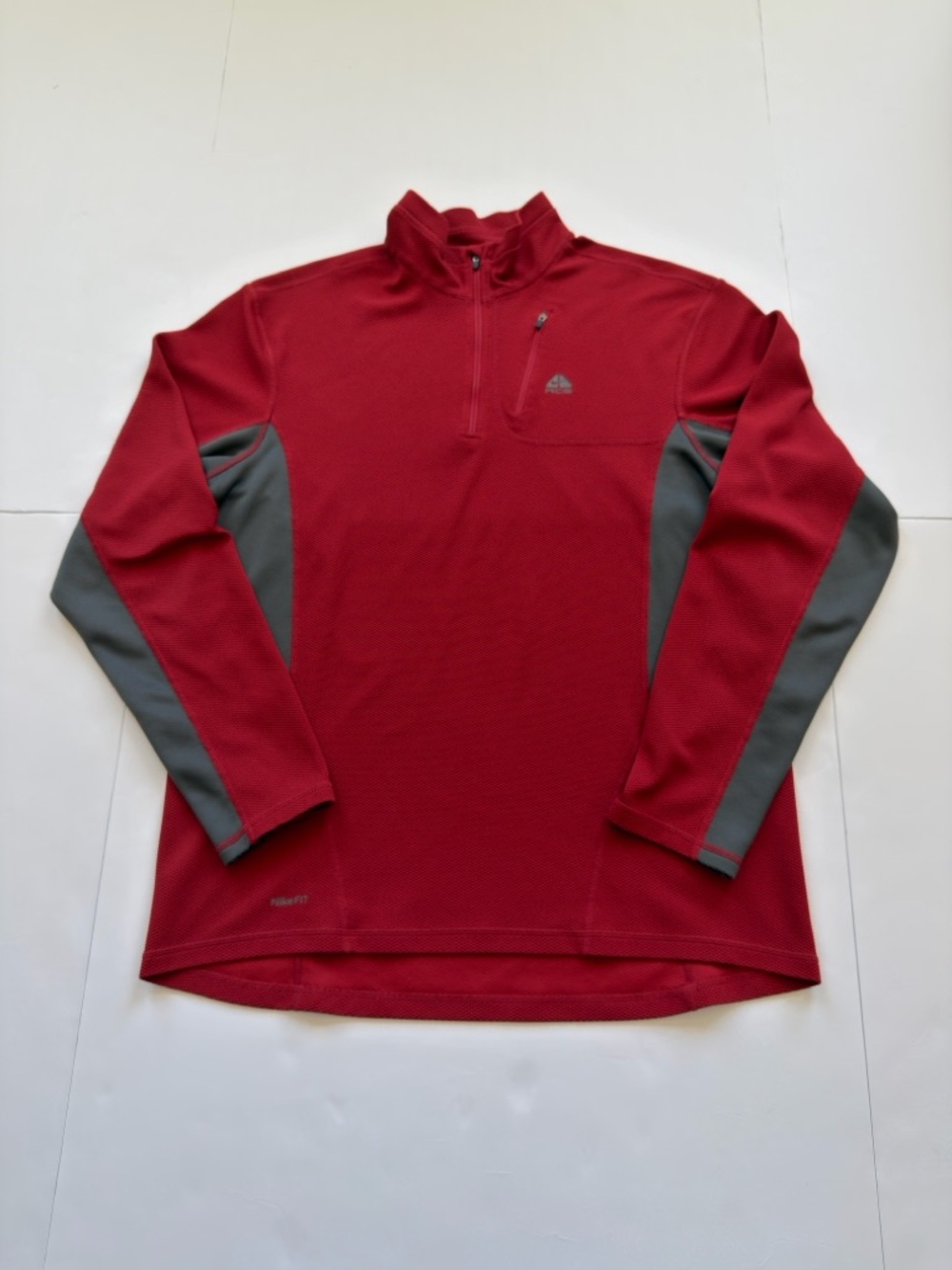 Nike ACG 1/4 Zip Sweatshirt Mens Large Red Gray Crewneck Pullover Gorpcore